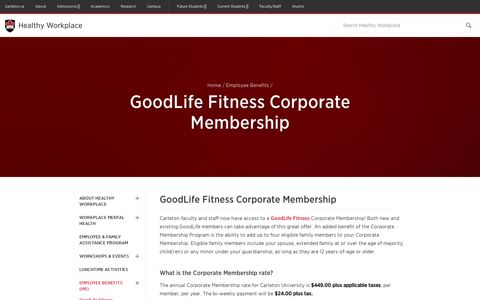 GoodLife Fitness Corporate Membership - Healthy Workplace