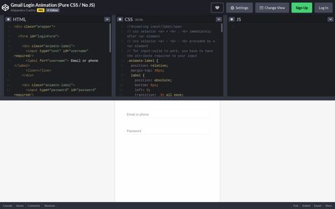 Gmail Login Animation (Pure CSS / No JS) - CodePen