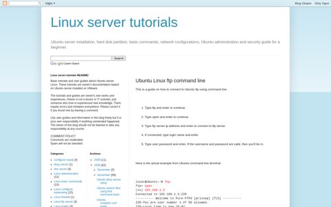 Linux server tutorials: Ubuntu Linux ftp command line