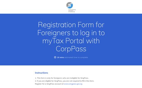 Registration Form for Foreigners to log in to myTax Portal with ...