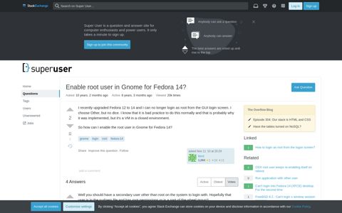 Enable root user in Gnome for Fedora 14? - Super User