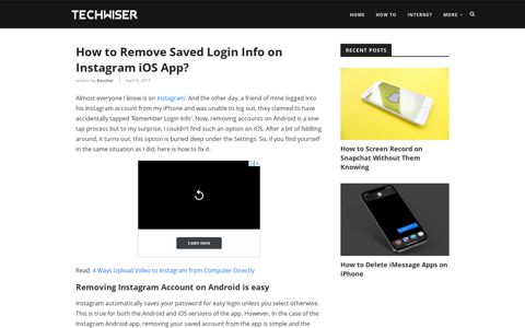 How to Remove Saved Login Info on Instagram iOS App ...