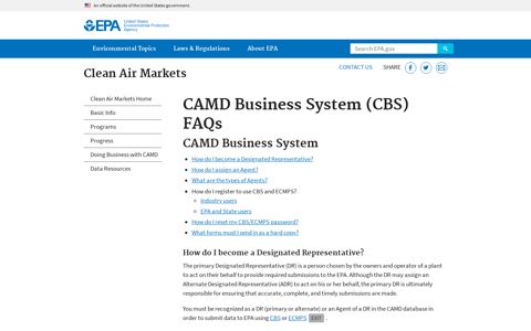 CAMD Business System (CBS) FAQs | Clean Air ... - EPA