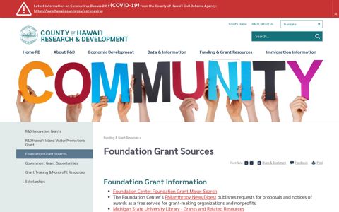 Foundation Grant Sources | Hawaii County, HI Research ...