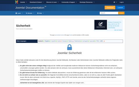 Sicherheit - Joomla! Documentation