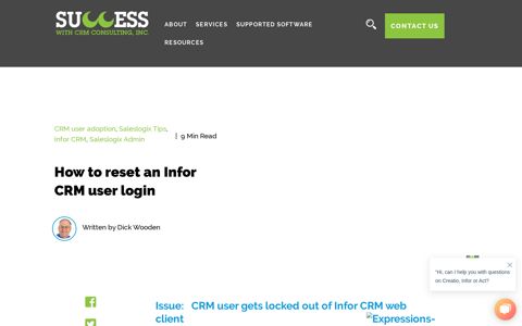 How to reset an Infor CRM user login