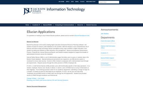 Ellucian Applications | Information Technology - Jackson State ...
