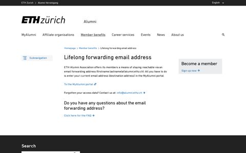 Lifelong forwarding email address – Alumni | ETH Zurich