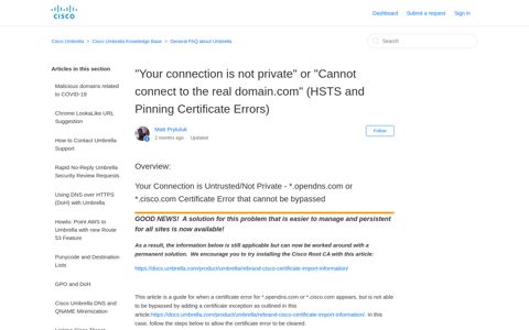 "Your connection is not private" or "Cannot connect to the real ...