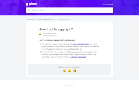 Have trouble logging in? | G Plans Help Center