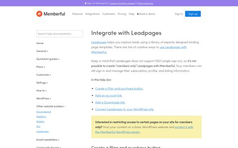 Integrate Leadpages with Memberful