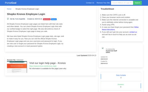 Shopko Kronos Employee Login Page - portal-god.com