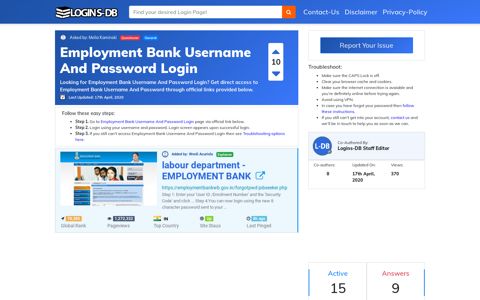 Employment Bank Username And Password Login - Logins-DB