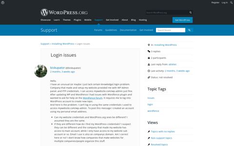 Login issues | WordPress.org