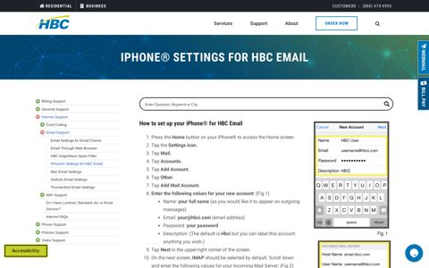 iPhone® Settings for HBC Email