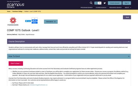 COMP 1075: Outlook - Level I | Fanshawe College Online ...