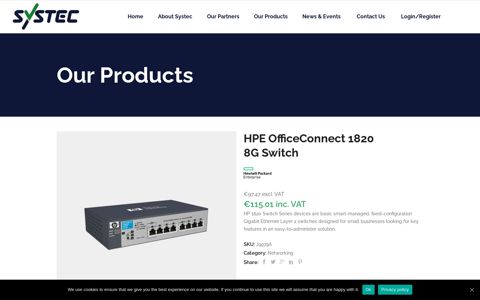 HPE OfficeConnect 1820 8G Switch - Systec