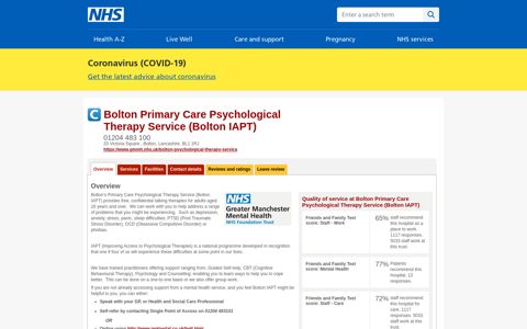 Overview - Bolton Primary Care Psychological Therapy ... - NHS