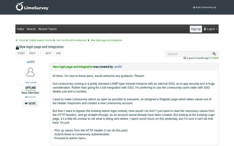New login page and integration - LimeSurvey forums