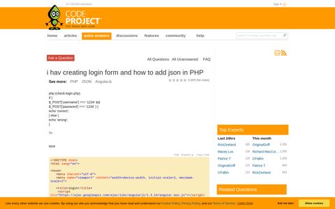 i hav creating login form and how to add json in PHP ...