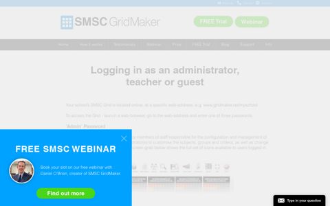 Logging in as an administrator, teacher | SMSC GridMaker