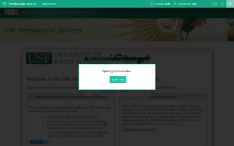 Welcome to the USF International Services iStart Login Page