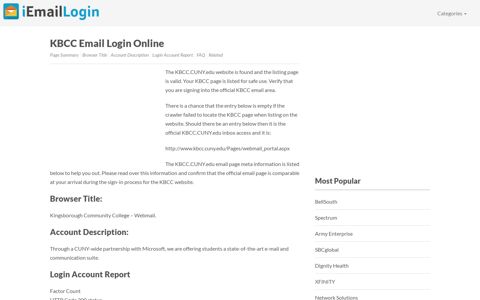 KBCC Email Login Page URL 2020 | iEmailLogin