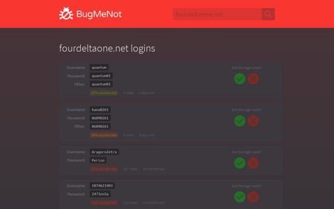 fourdeltaone.net passwords - BugMeNot