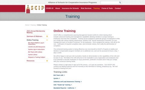 ASCIP » Online Training