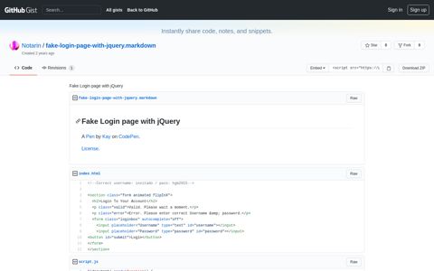 Fake Login page with jQuery · GitHub