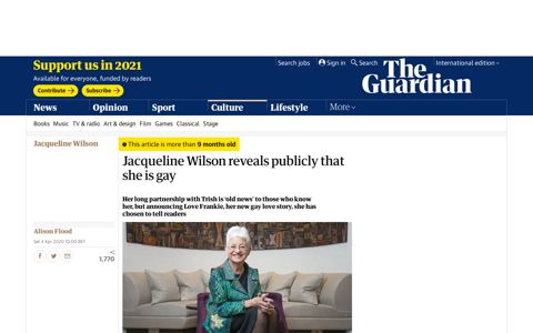 Jacqueline Wilson reveals publicly that she is gay | Books ...