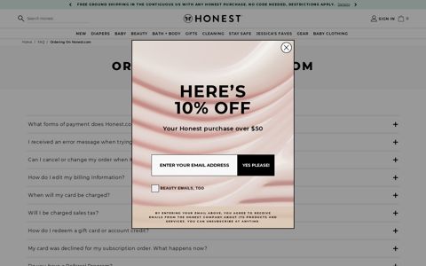 Ordering on Honest.com - The Honest Company