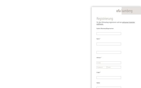 Registrieren - OFA Bamberg - Online Shop