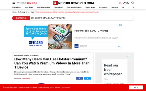 How many users can use Hotstar Premium? Can you watch ...