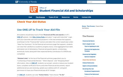 Check Your Aid Status | UF Office for Student Financial Affairs