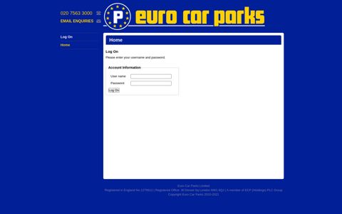 Log On - the Euro Car Parks Client Area