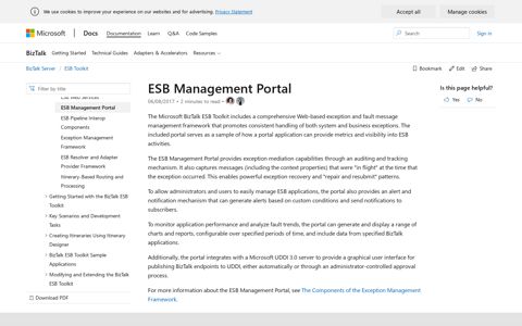 ESB Management Portal - BizTalk Server | Microsoft Docs
