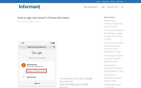 How to sign into Gmail in Pocket Informant | Pocket Informant