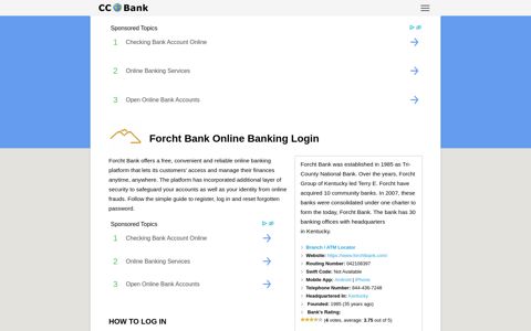 Forcht Bank Online Banking Login - CC Bank