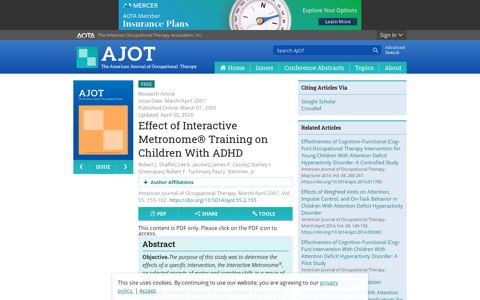 Effect of Interactive Metronome® Training on Children With ...