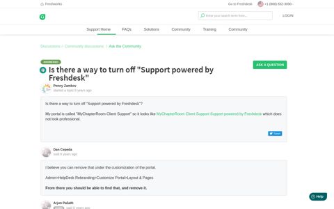 Is there a way to turn off "Support powered by Freshdesk ...