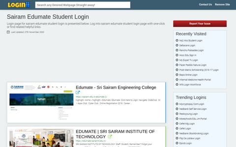 Sairam Edumate Student Login - Loginii.com