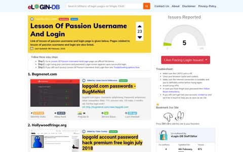 Lesson Of Passion Username And Login