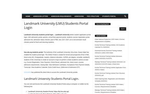 Landmark University (LMU) Students Portal Login - Eduloaded