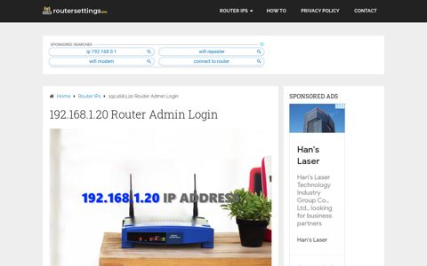 192.168.1.20 Router Admin Login Username and Password