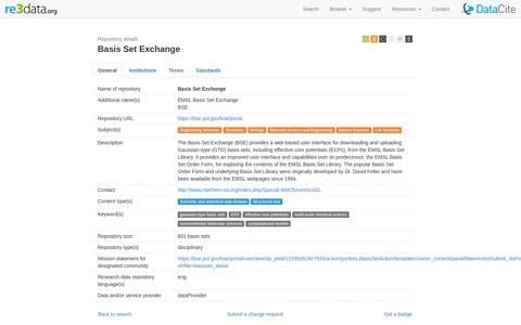 Basis Set Exchange | re3data.org
