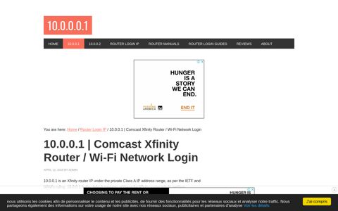 10.0.0.1 | Comcast Xfinity ® Router/Wifi Network Login