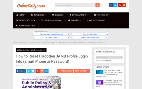 How to Reset Forgotten JAMB Profile Login Info (Email, Phone ...