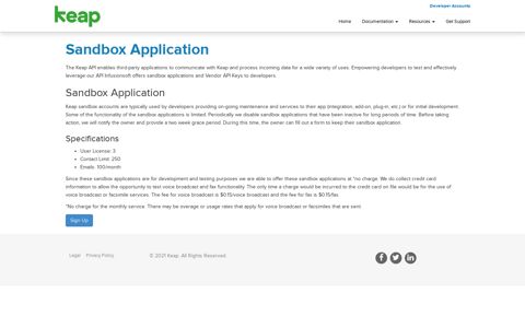Sandbox Application - Infusionsoft by Keap Developer Portal