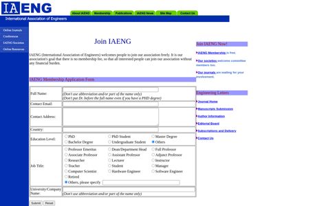 IAENG Membership is free. - IAENG.com